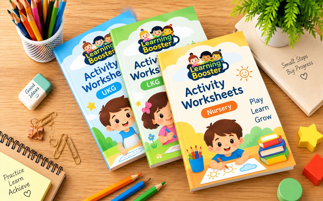 Learning-Boosters-worksheets English grammar worksheet with a student completing learning exercises