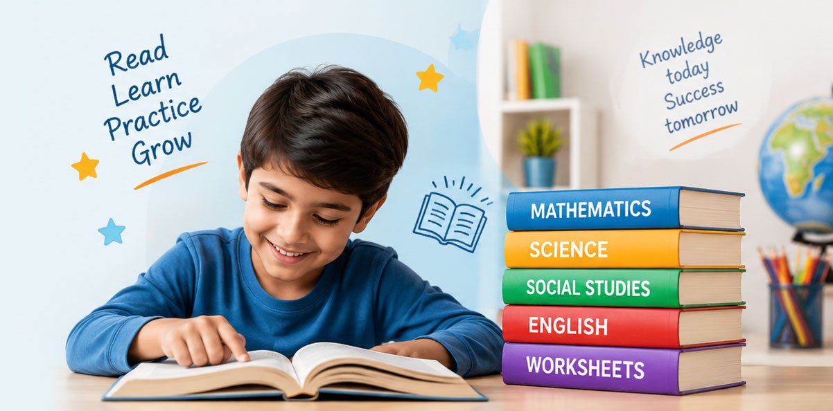 Learning Booster Educational Books Student reading with Mathematics, Science, Social Studies and English learning books