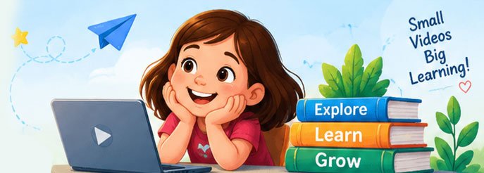 Learning Booster Educational Videos Child watching educational videos on a laptop with books for learning and growth