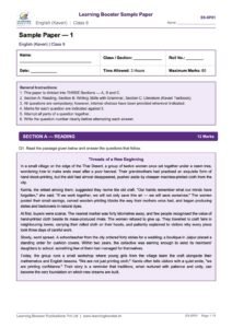 Class 9 English (Kaveri) – Sample Paper 1 Page 1
