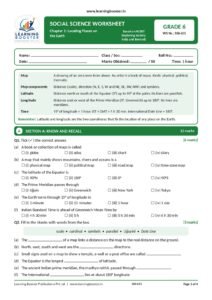 Social Science: Exploring Society – Class 6, Worksheets Page 2