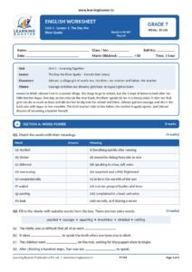 English: Poorvi -Grade 7, Worksheets Page 2