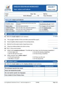 English: Grammar – Grade 7, Worksheets Page 2