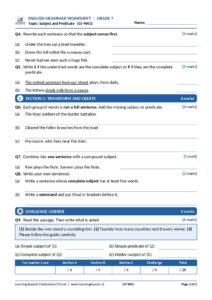 English: Grammar – Grade 7, Worksheets Page 3