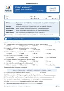 Science: Curiosity – Grade 7, Worksheets Page 2