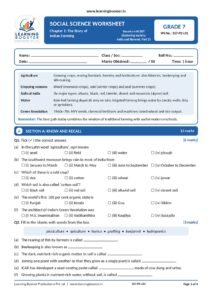 Social Science: Exploring Society – Grade 7, Worksheets Part 2 Page 2