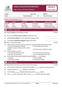 English: Grammar – Class 8, Worksheets Page 2