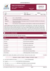 English: Poorvi – Class 8, Worksheets Page 2