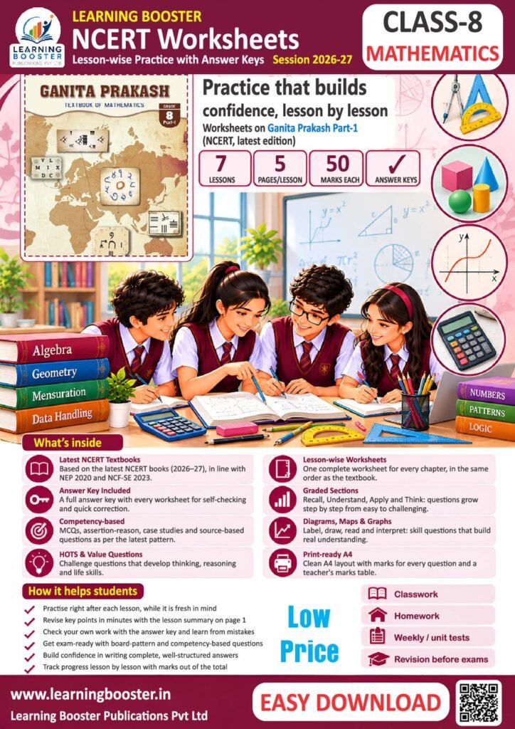 Mathematics: Ganita Prakash Part 1 – Class 8, Worksheets Cover