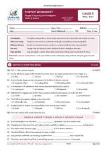 Science: Curiosity – Class 8, Worksheets Page 2