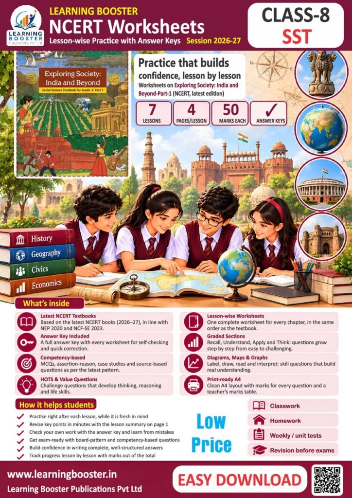 Social Science: Exploring Society Part 1 – Class 8, Worksheets Cover