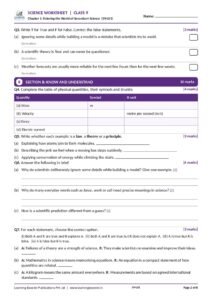 Science: Exploration – Class 9, Worksheets Page 3
