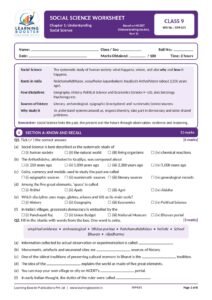 Social Science: Understanding Society India and Beyond Part 1 – Class 9, Worksheets Page 2