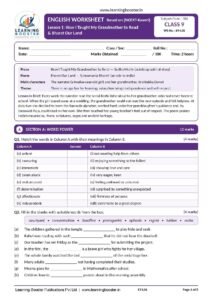 English: Kaveri – Class 9, Worksheets Page 2