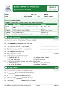 English: Grammar – Grade-6, Worksheets Page 4